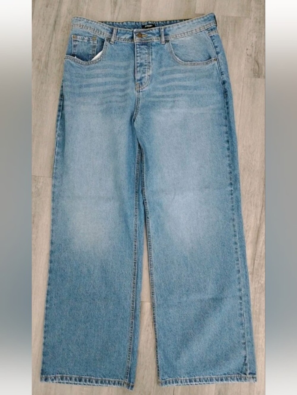 Nasty Gal Denim Boyfriend Jeans Wide Leg Medium Distressed Size 14 NWT Women's